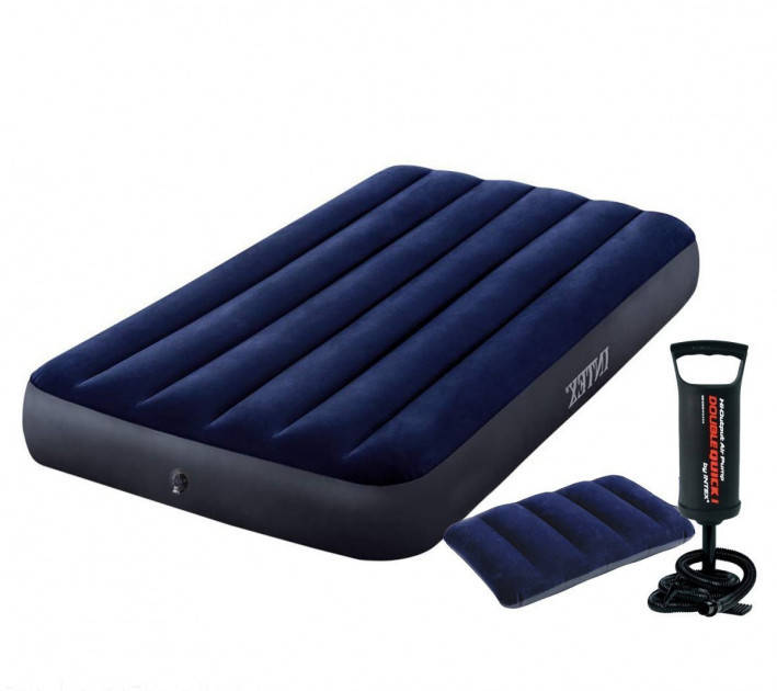 

Хит продаж! Матрас надувной одноместный Intex 64757, 99х191х25 см + ручной наcоc + 1 подушkа, Синий