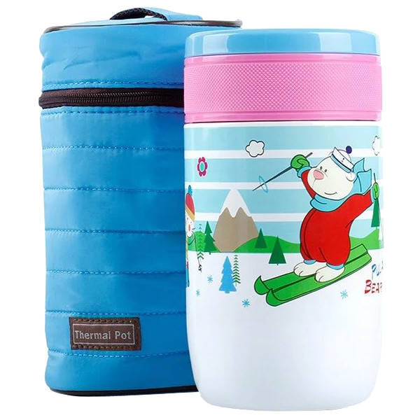 

Термос детский для еды Pinkah TMY-3335, 500 мл, разноцветный, складная ложка, синий чехол