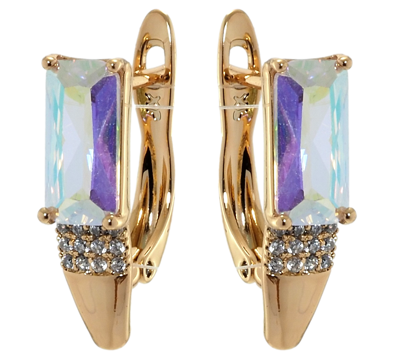 

Серьги XP Позолота 18К английский замок "Фианиты хамелеон с цирконием"