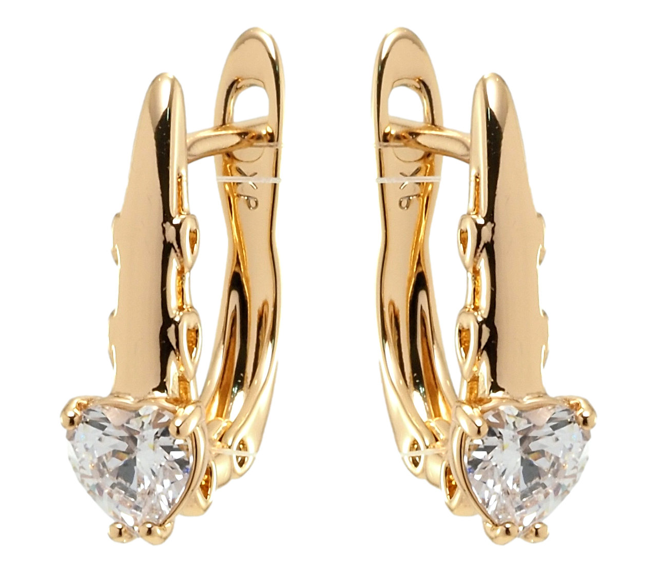 

Серьги XP Позолота 18К английский замок "Сердечки фианиты"