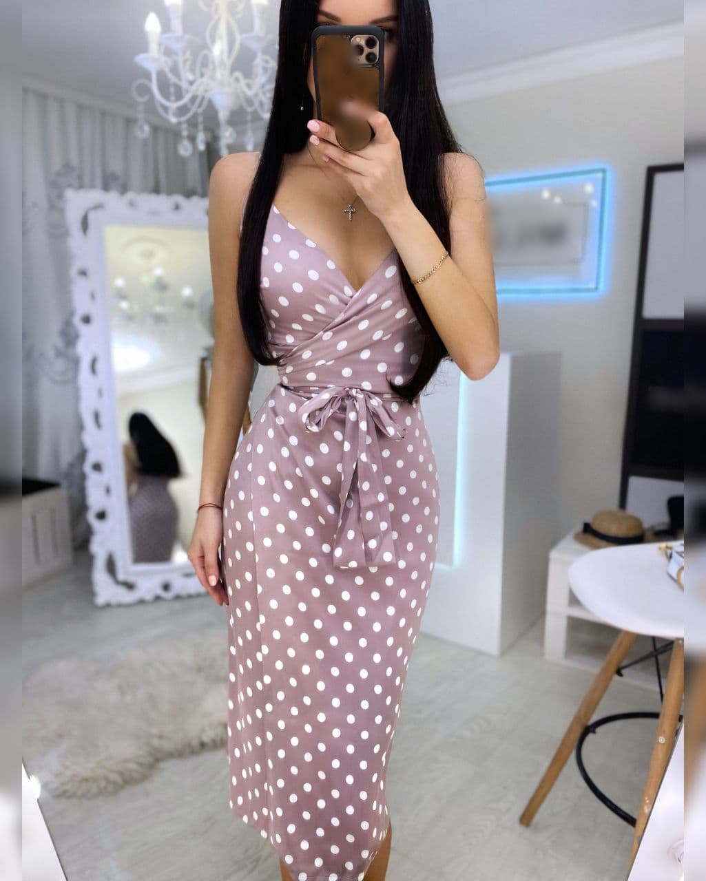 

Сарафан летний на запах горошек VKF1963