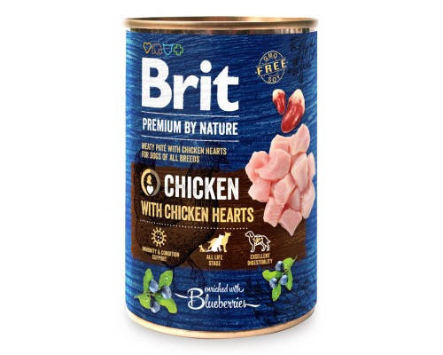 

Влажный корм для собак Brit Premium by Nature 800 г (консерва)(Брит) курка з курячим серцем