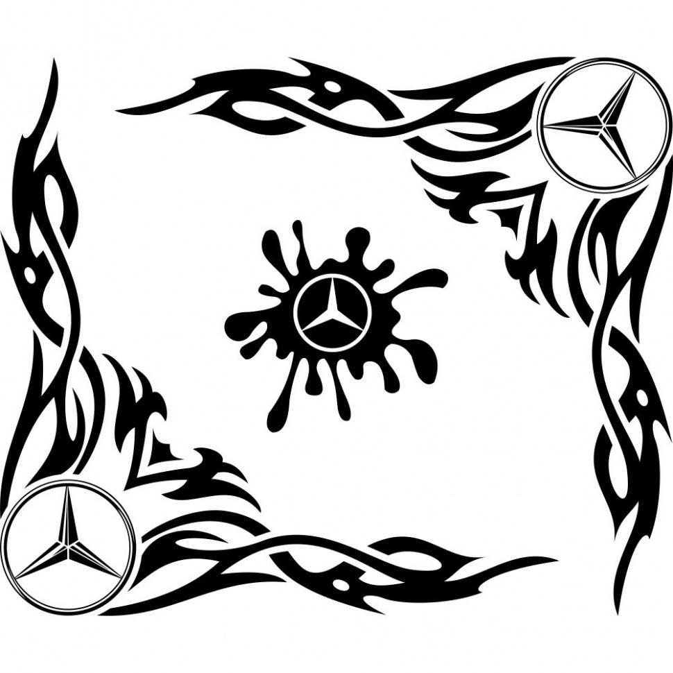 

Набор наклеек на автомобиль - Уголки на боковые стекла Mercedes-Benz Tribal