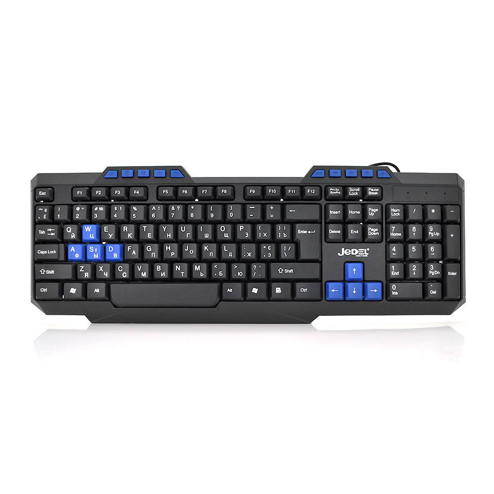 

Клавіатура USB Jedel K518, (Eng / Pyc), (435х130х21), 112k, Black, Box