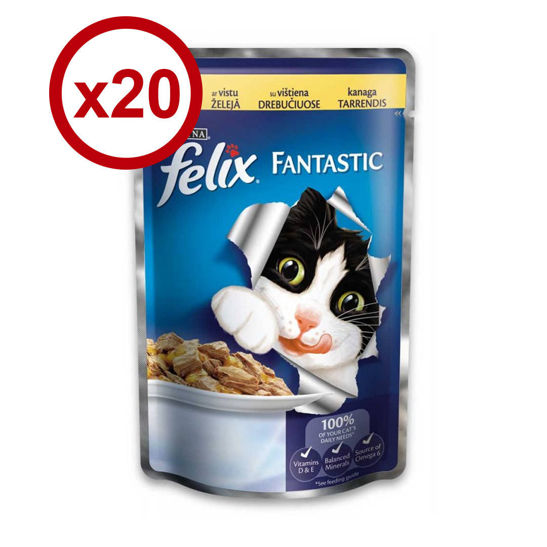 

Felix Fantastic - паучи для кошек 100г * 20 шт (курица в желе)