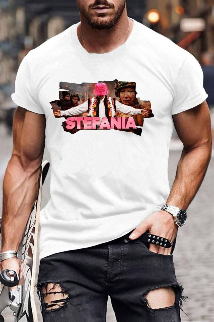 

Мужская стильная белая футболка Стефания Stefania
