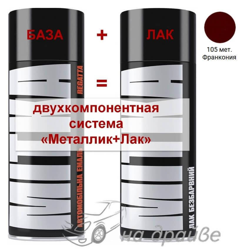 

Эмаль базовая 105 Франкония металлик + Лак аэрозоль 400мл Mitka, Красный