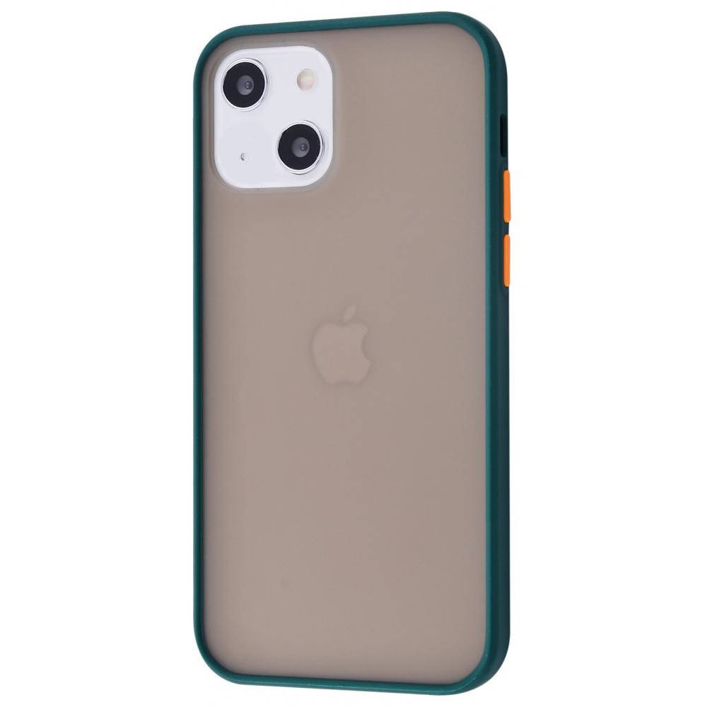 

Противоударный матовый чехол для iPhone 13 зеленый бампер, Зелёный