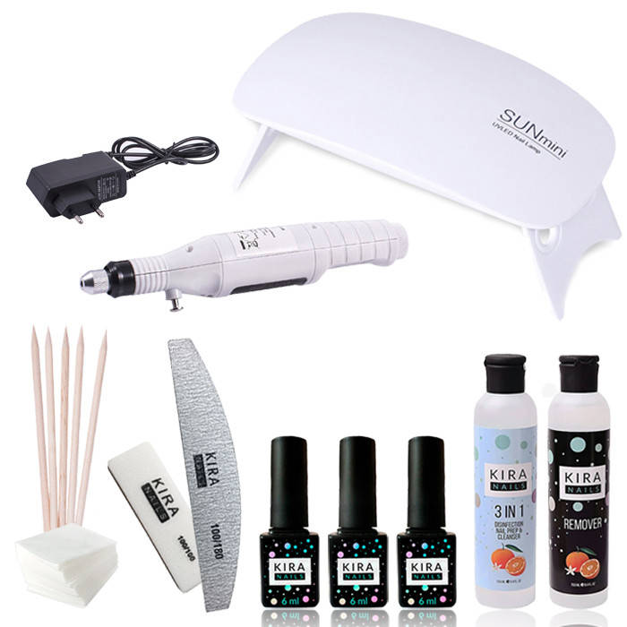 

Стартовый набор Kira Nails "Standart Sun Mini" + лампа для маникюра Sun Mini 6W White