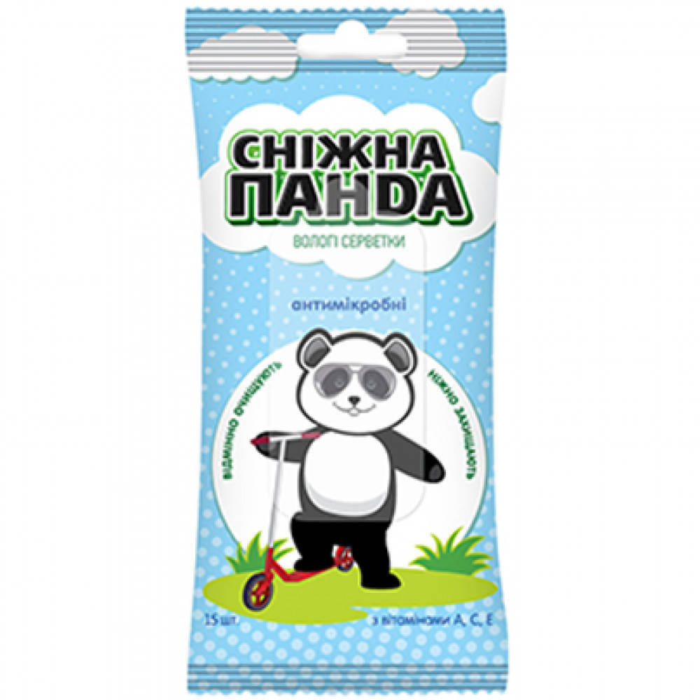 

Салфетки влажные для рук антимикробные, Снежная Панда Kids, 15 шт/уп