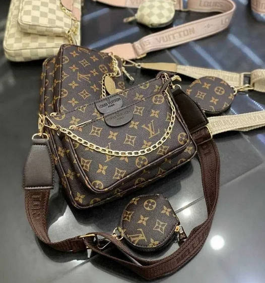 

Сумка женская Луи Витон через плече, клатч Louis Vuitton 3 в 1 коричневая, Коричневый