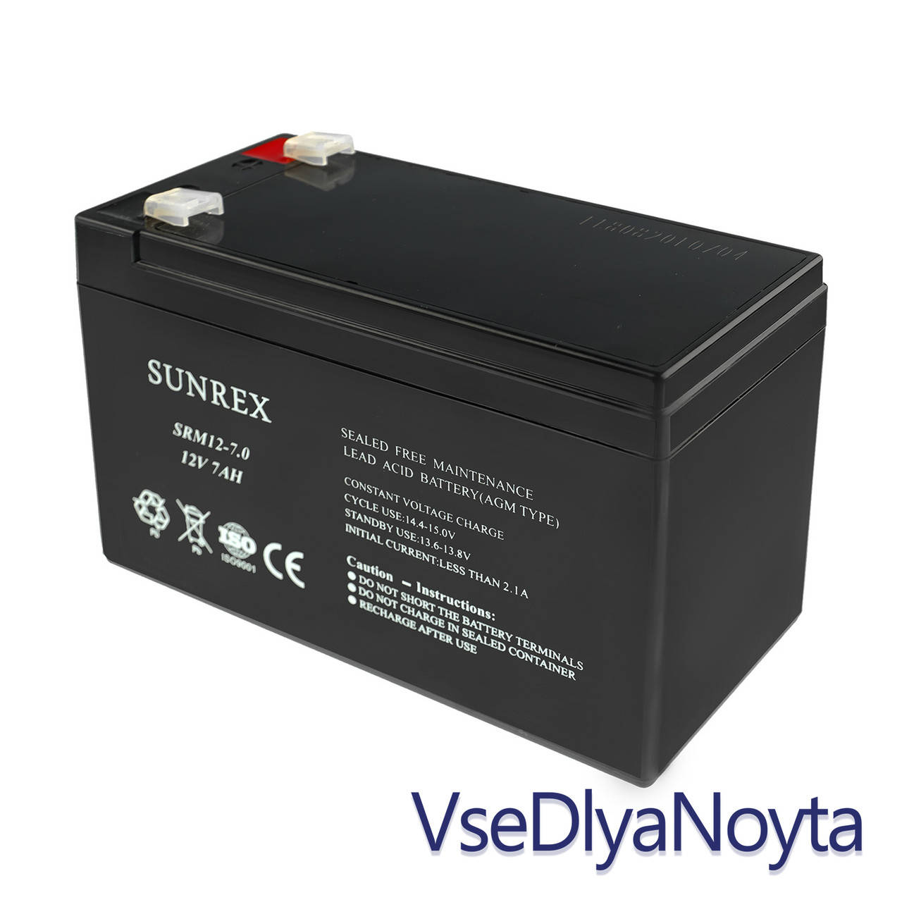 

Аккумуляторная батарея SUNREX SRM12-7, Емкость: 7Ah, 12V, 2.03kg, размеры: 151х65х94мм (ИБП UPS)