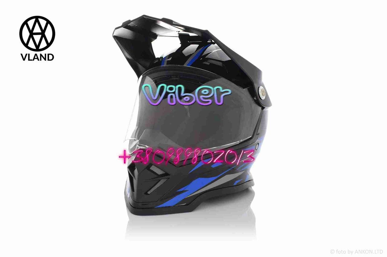 

Шлем кроссовый "VLAND" #819-7 +визор, M, Black/Blue