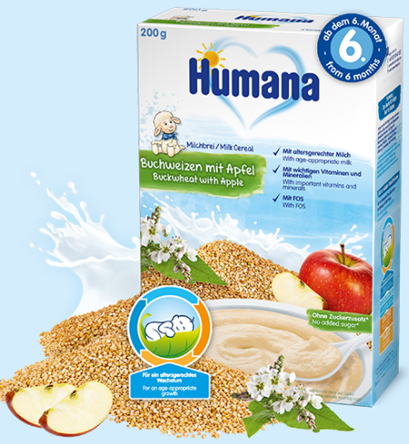 

Каша молочная гречневая с яблоком Humana 200г