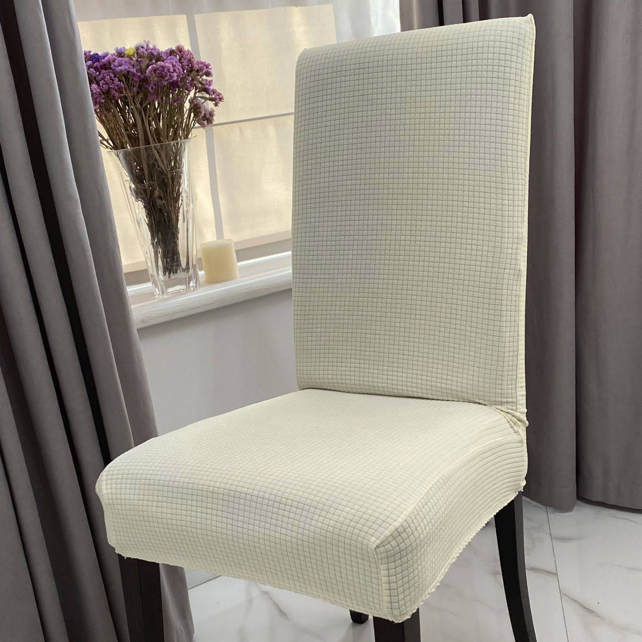 

Чехол на стул. KAРE. Молочный (Турция)