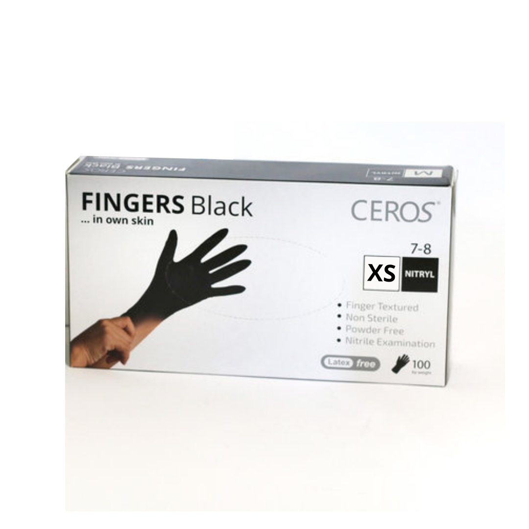 

Рукавички нітрилові  нестерильні неприпудрені CEROS® "FINGERS BLACK, Черный