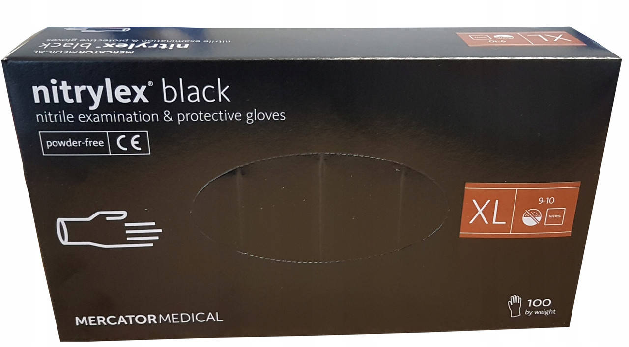 

Перчатки чёрные Nitrylex Black нитриловые неопудренные XL RD30104005, Черный