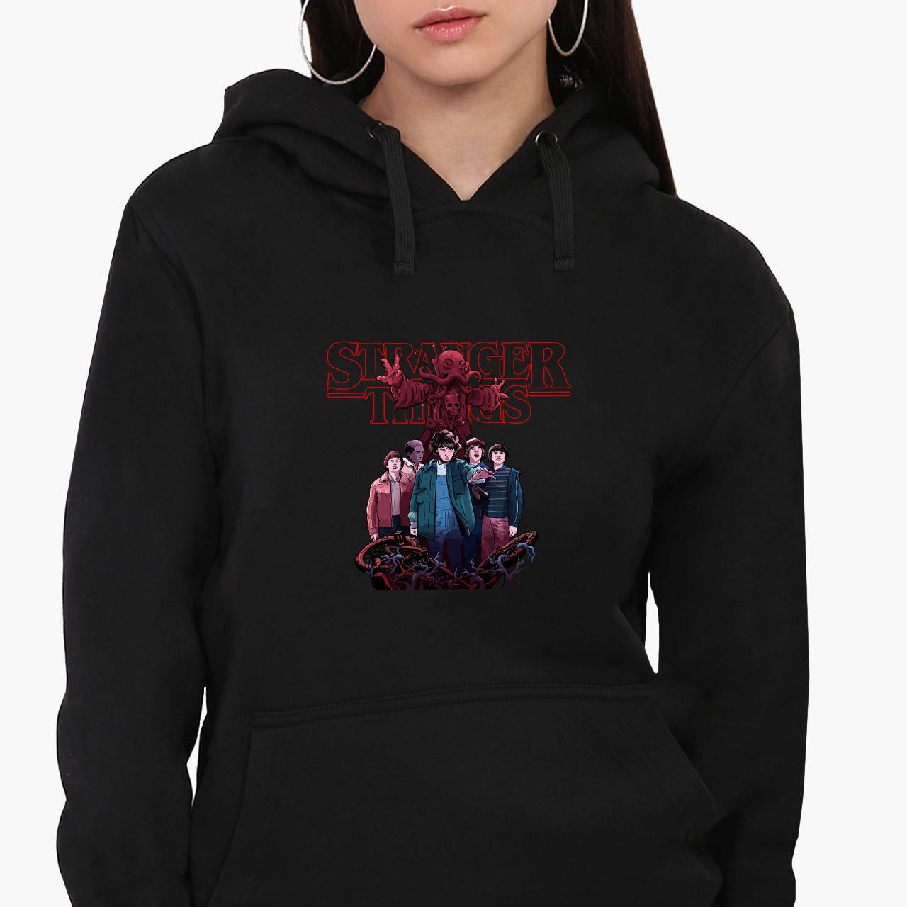 

Худи женский Очень странные дела (Stranger Things) Кенгуру (8921-3570) Черный