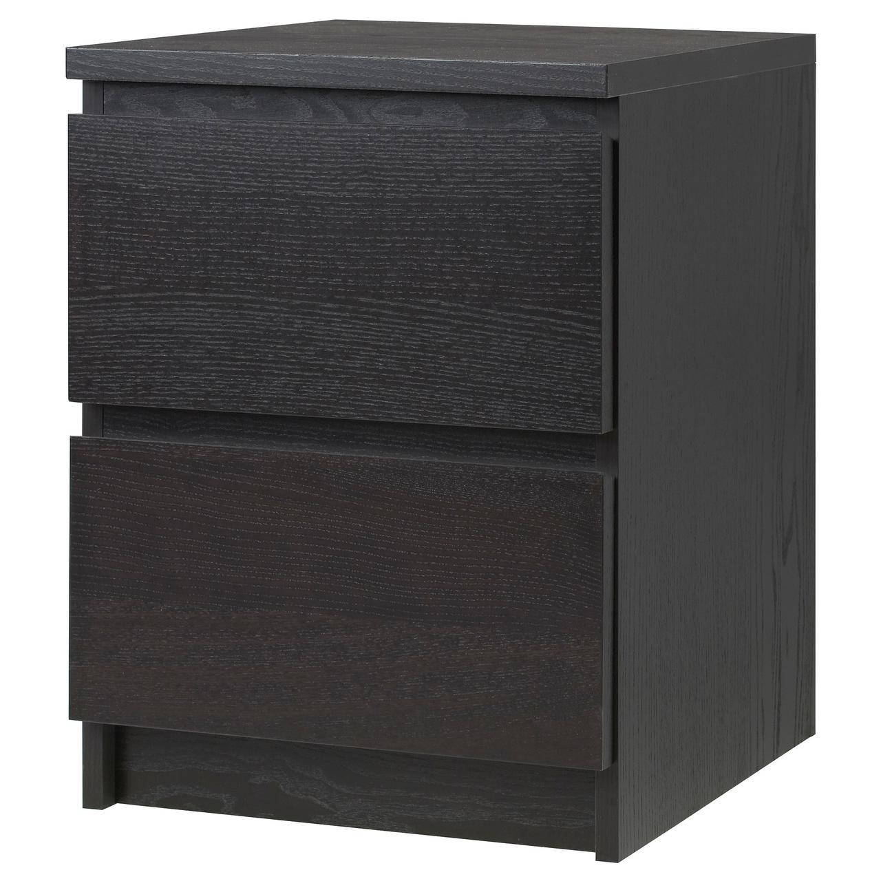 

IKEA MALM (001.033.43) Прикроватная тумба, 2 ящика, черно-коричневый