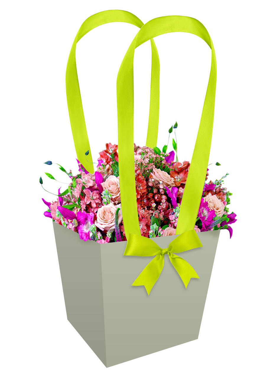 

Бумажная сумка для цветов 13 см, фисташковая