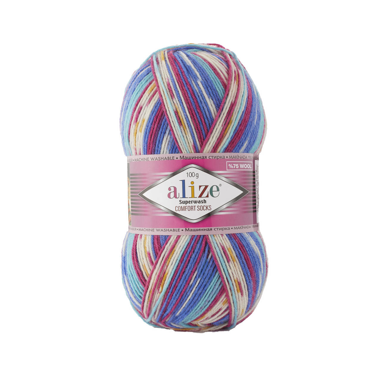 

Пряжа Alize Superwash 100 7654 радуга