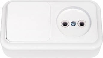 

Блок електроустановочний В-РЦ-521(одноклавішний вимикач+розетка б.з.) BYLECTRICA (54 шт в ящ)