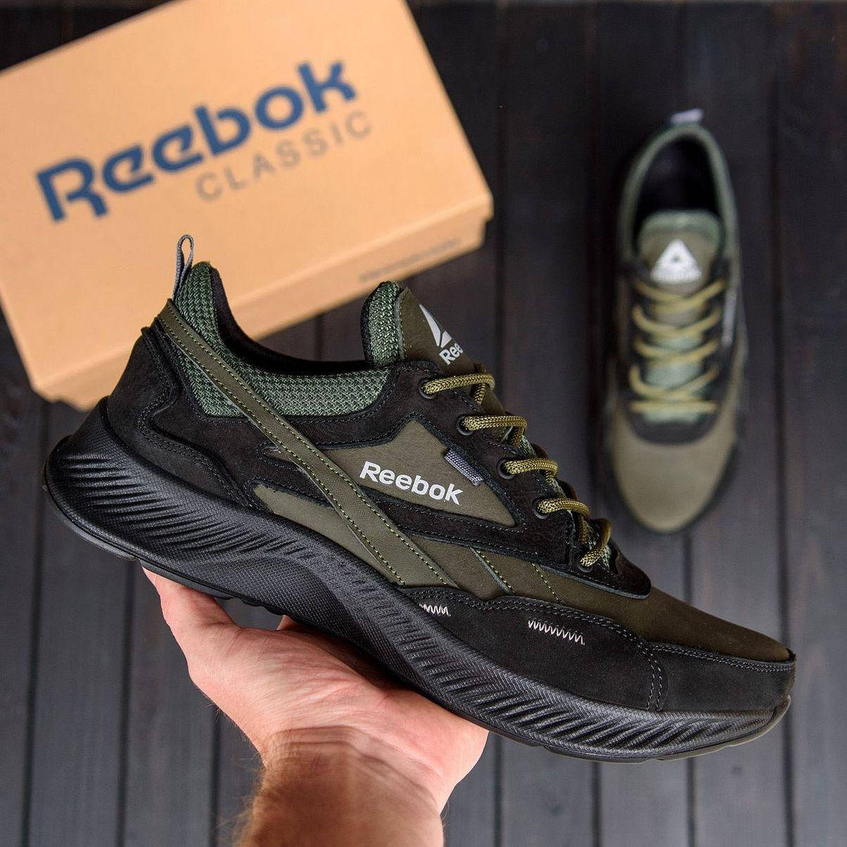 

Мужские оливковые кожаные кроссовки reebok 43, Оливковый