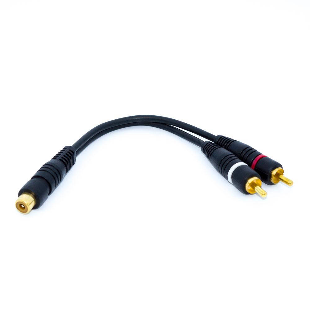 

Переходник аудио, гнездо RCA - 2 штекера RCA, гибкий, кабель 0.20м