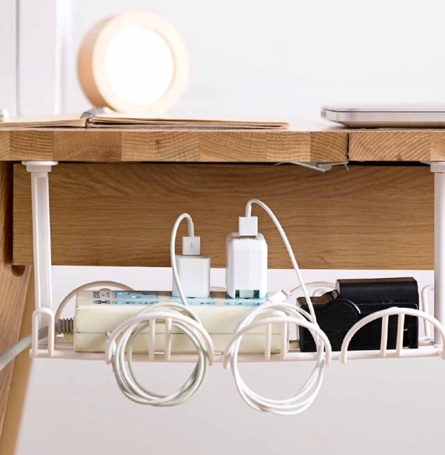 

Подвесная полка –органайзер для сетевых фильтров и проводов. Белая