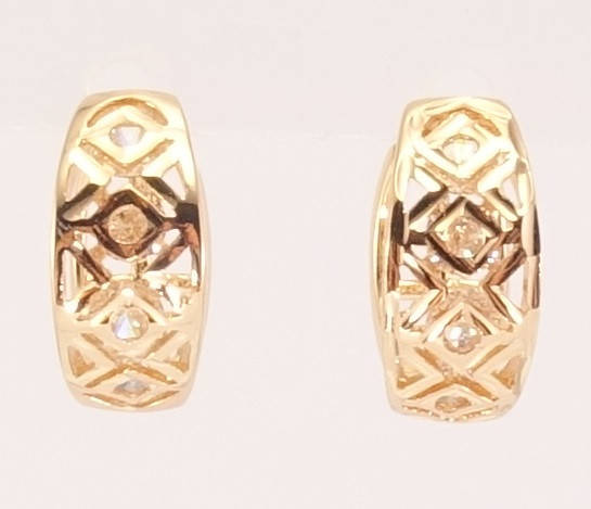 

Серьги Xuping M&L желтый оттенок колечки "Ромбовый резной орнамент с кристаллами"