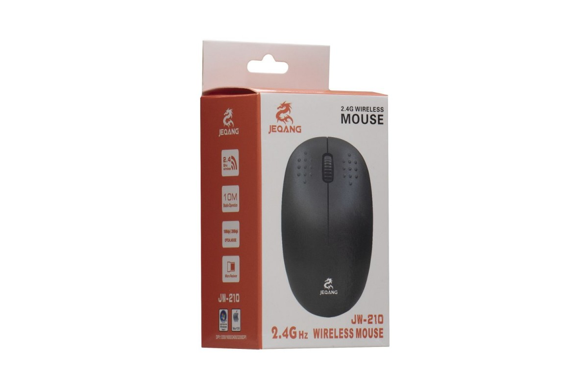 

Компьютерная беспроводная USB мышь JEQANG JW-210 черная, Черный