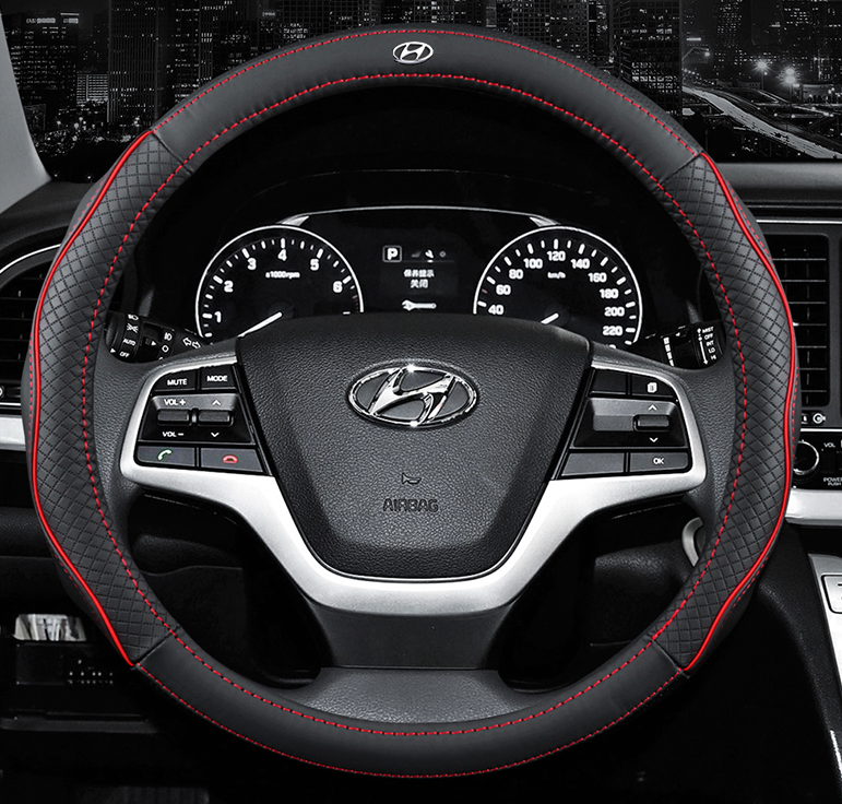 

Чехол оплетка Circle Cool на руль для автомобиля Hyundai c логотипом, Черный