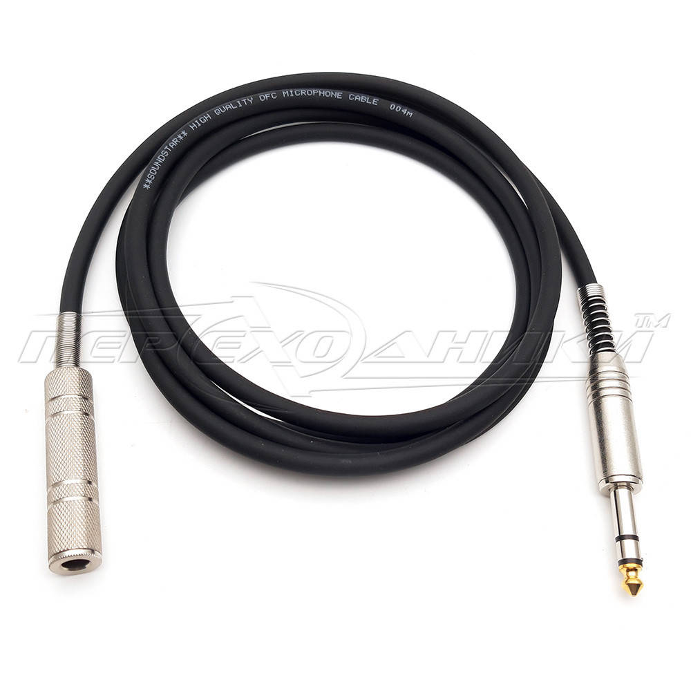 

Кабель удлинитель jack 6.3 mm стерео металл ( высокое качество ), в экране 5.0, Черный