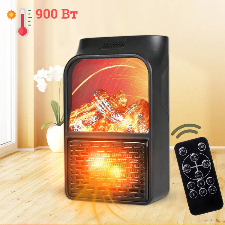 

Электрический тепловентилятор Flame Heater Warmer Электрокамин обогреватель 900 Вт YLW