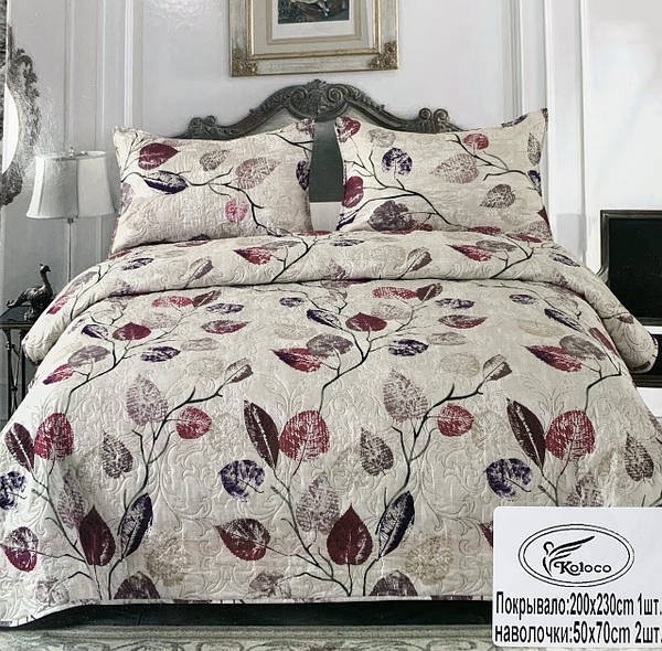 

Покрывало на кровать Koloco 200x230см с 2 наволочками 50х70 см, Разные цвета