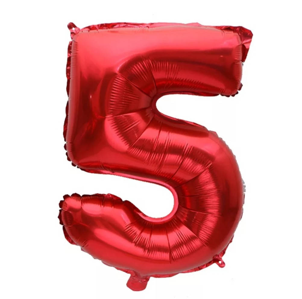 

Шар цифра "5" (Красная) фольгированная "40" (100см), Красный