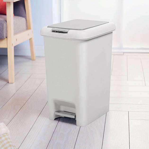 

Відро для сміття MVM з кришкою та педаллю BIN-01 20L, пластикове сіре, Серый