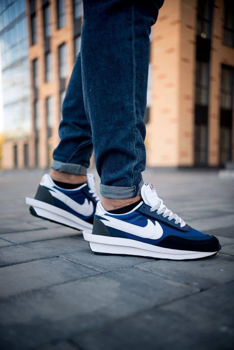

Мужские качественные демисезонные кроссовки N!ke LD Waffle Sacai Blue 45, Белый