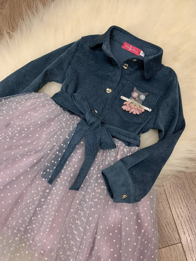 

Платье вельветовое с фатином рост 128