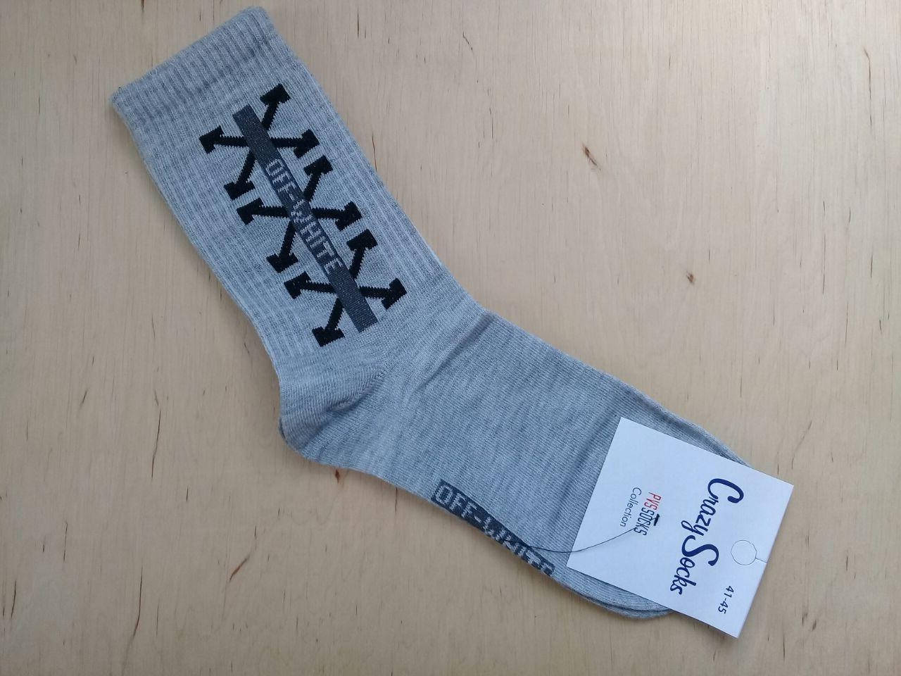 

Модные молодежные носки Crazy Socks размер 39-43 OFF WHITE светло серый