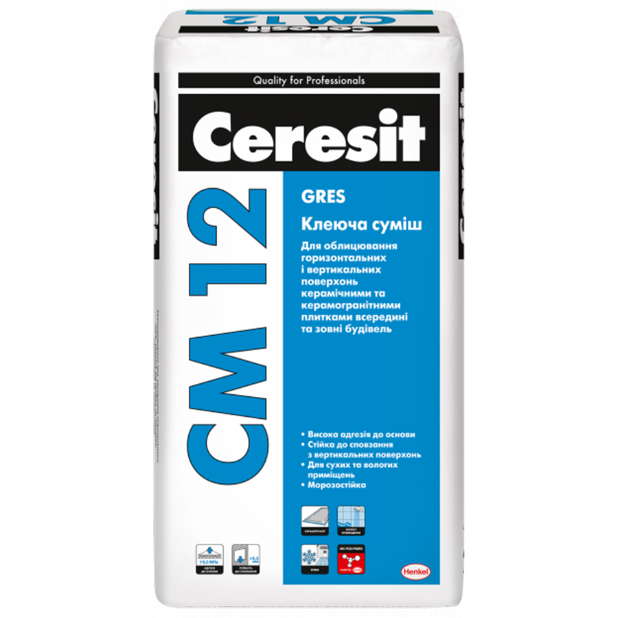 

Клей для напольных плит и керамогранита Ceresit CM 12 (25 кг)