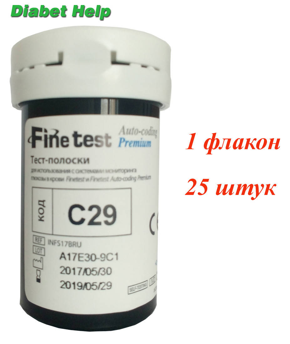 

Тест-полоски Файнтест Премиум (Finetest Premium) 25 штук - 1 флакон