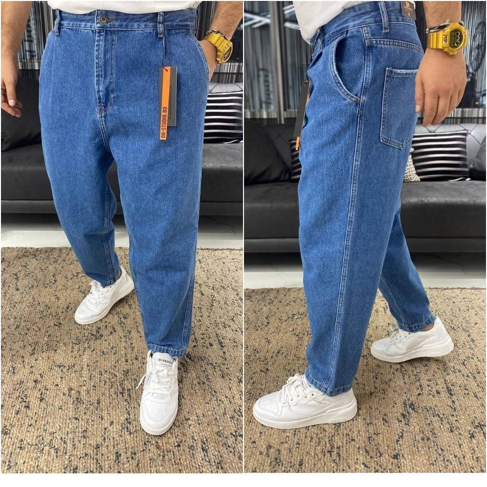 

Молодежные МОМ Jeans прямые свободные, мужские Мом джинсы синие Турция 34