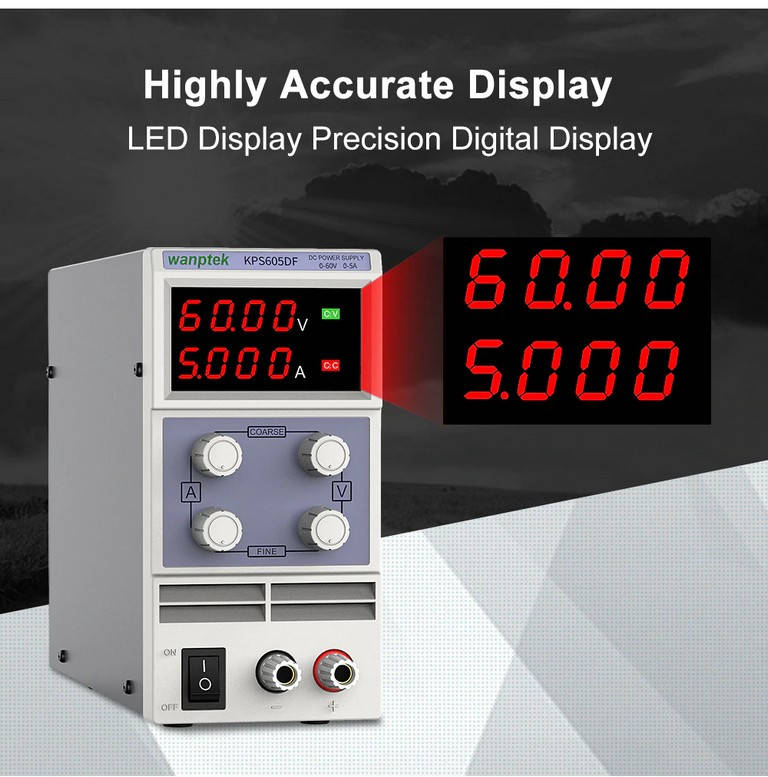 

Лабораторный блок питания универсальный 60 В 5 А 4 знака Wanptek KPS605DF