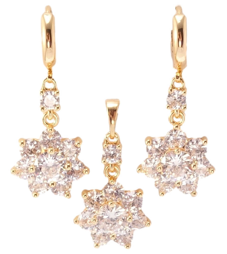 

Набор Xuping M&L желтый оттенок Серьги Кулон "Кристальные цветочки"