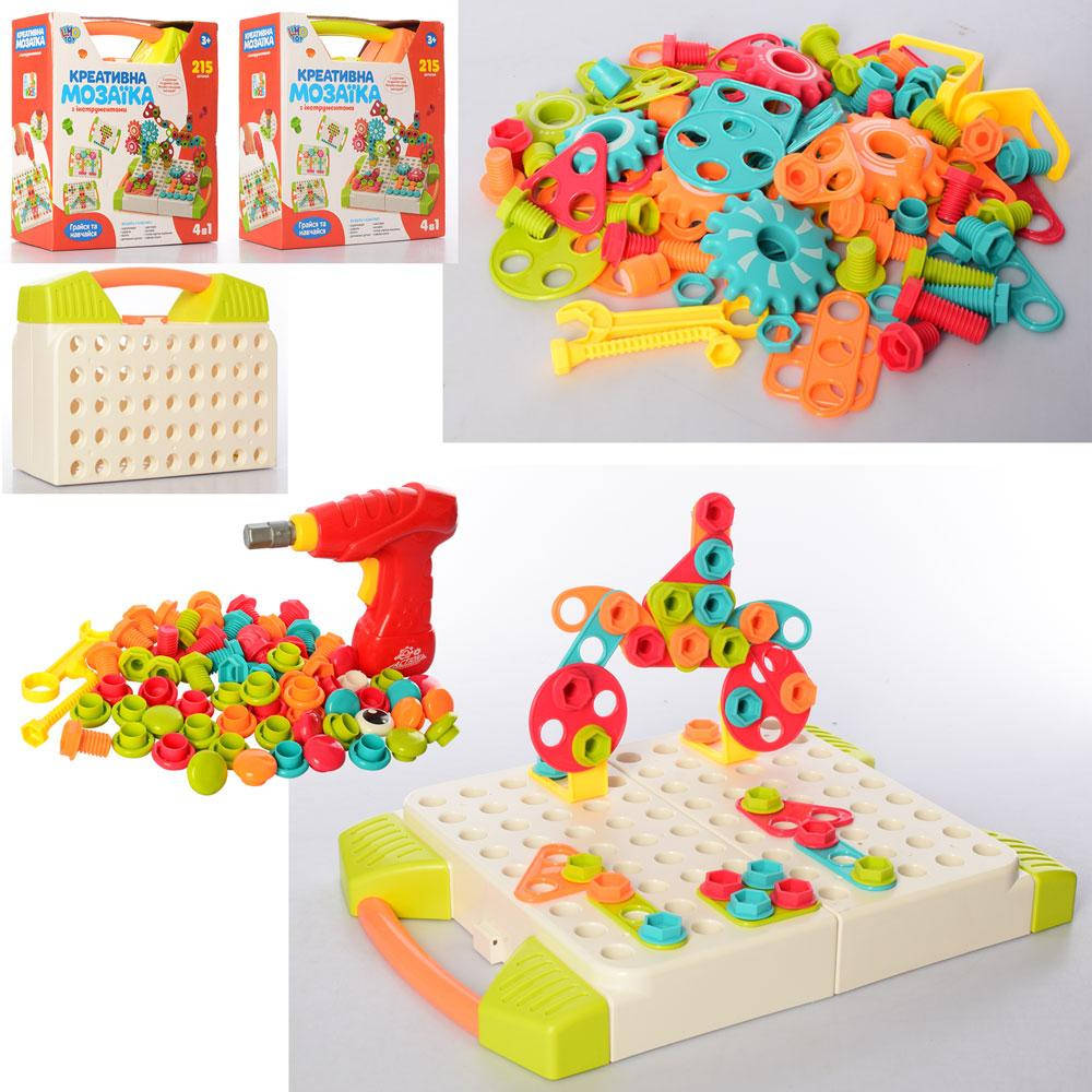 

Мозаика на 215 деталей с насадкой шуруповёрт в чемодане арт. M5482 (Limo Toy)