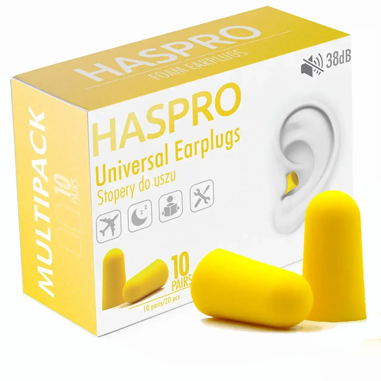 

Пенные беруши для сна 10 пар HASPRO MULTI10 SNR 38 дБ Желтые (1118-02)
