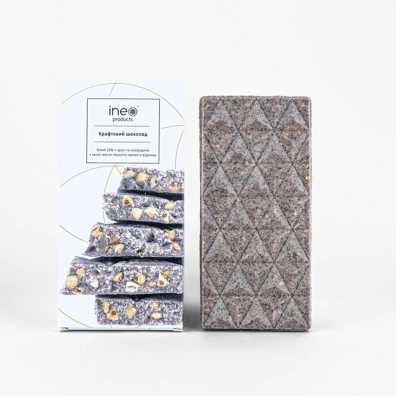 

Крафтовый шоколад Ineo Products белый со смородиной и криспами 100 г