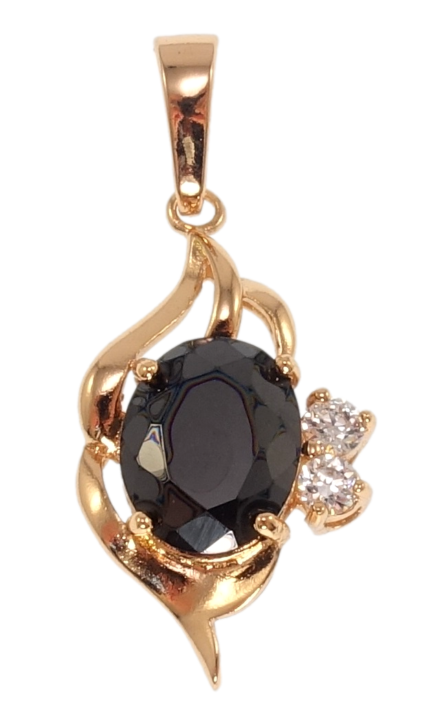 

Кулон ХР Позолота РО "Вставка черный фианит" для цепочки до 7мм