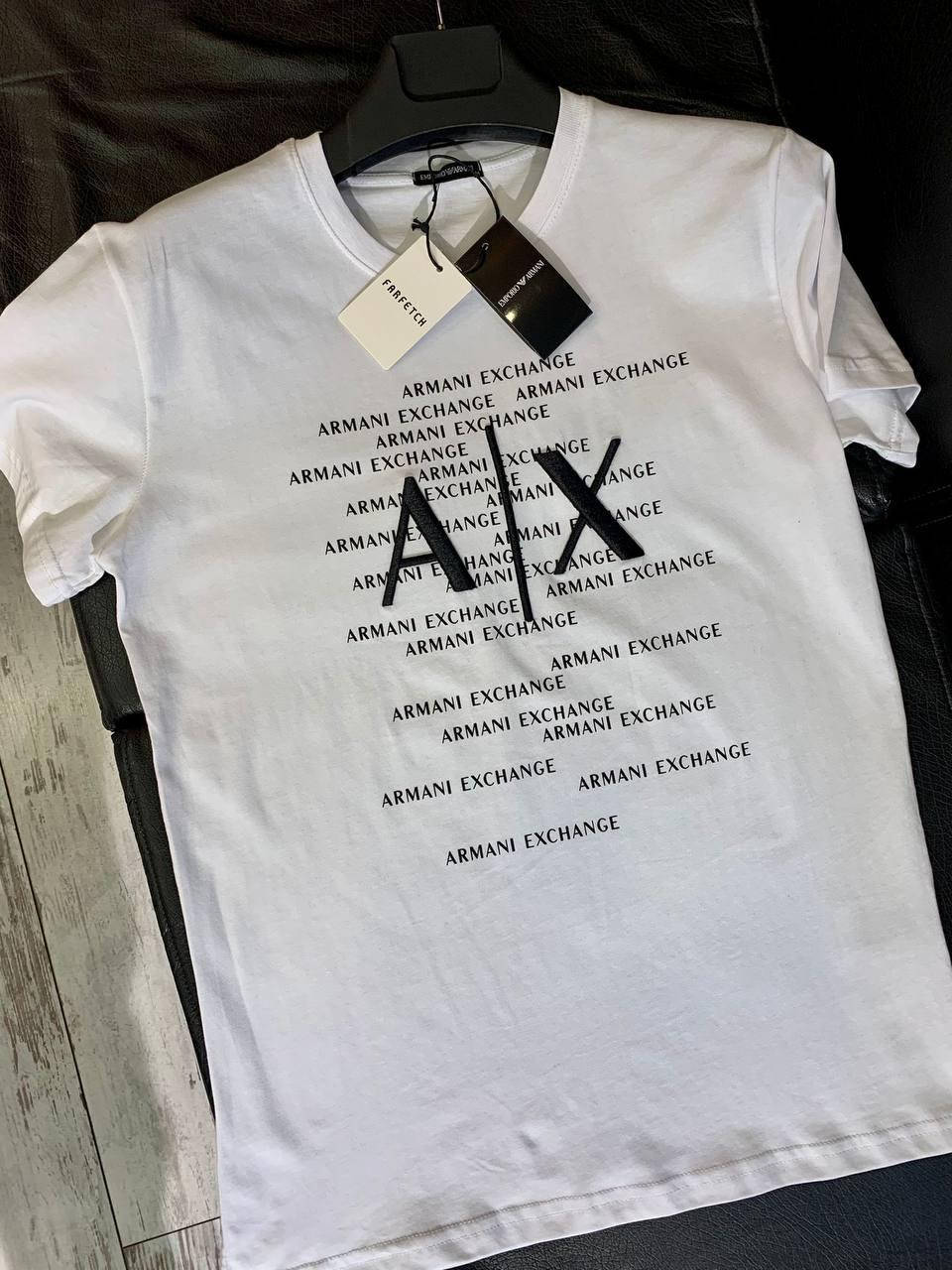 

Мужская стильная брендовая футболка Armani (белая) Топовая футболка M